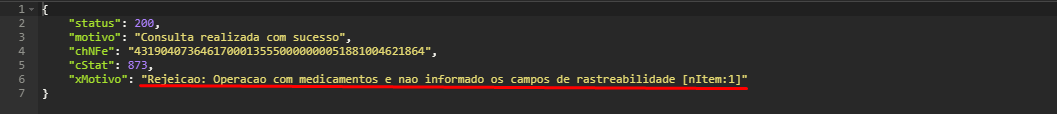 2 Json Erro Rejeição 873