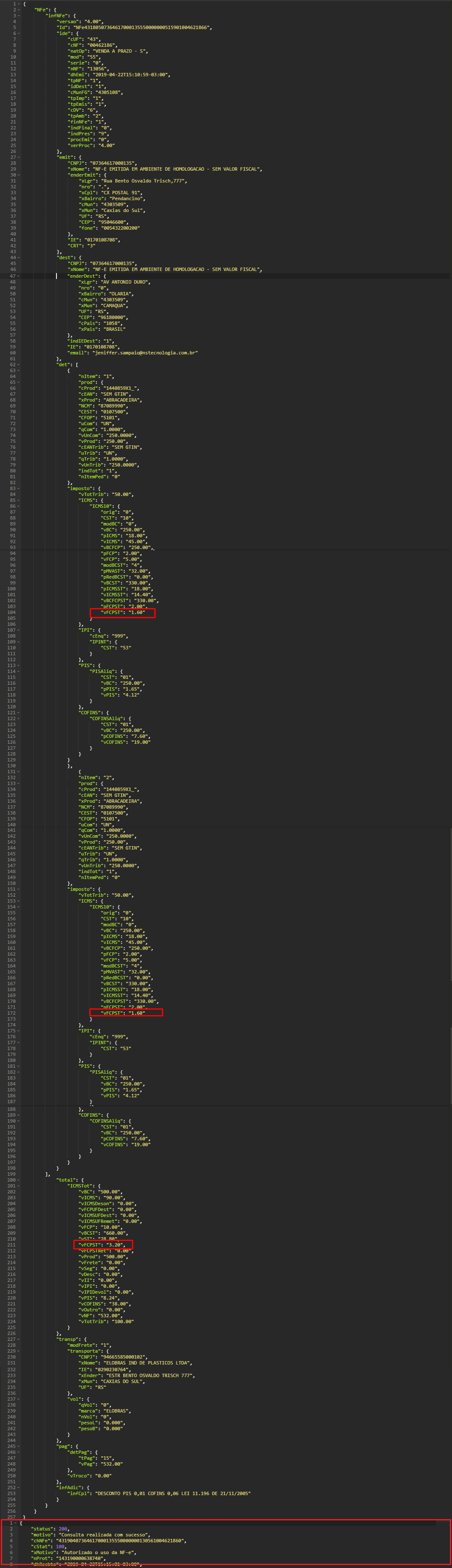 Json Rejeição 862 exemplo2