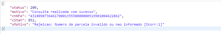 rejeição 852 json 2