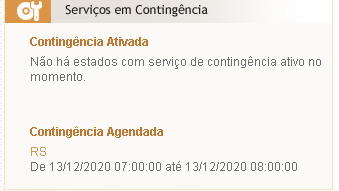 segundo aviso site parada programada em Ambiente Nacional da NFe